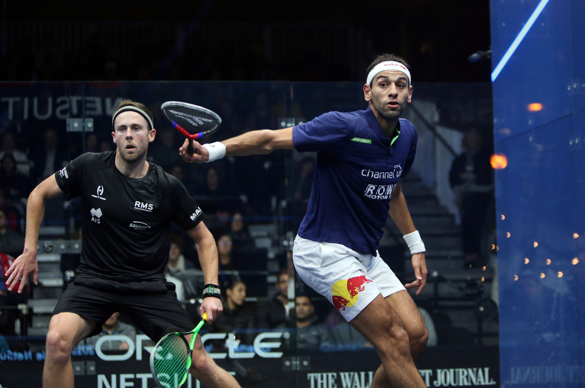Mohamed ElShorbagy is through to the last four after defeating Australia's Ryan Cuskelly in straight games ©PSA
