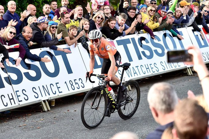 Dutch cyclist Annemiek van Vleuten won the women's road race at the UCI Road World Championships in Yorkshire ©UCI