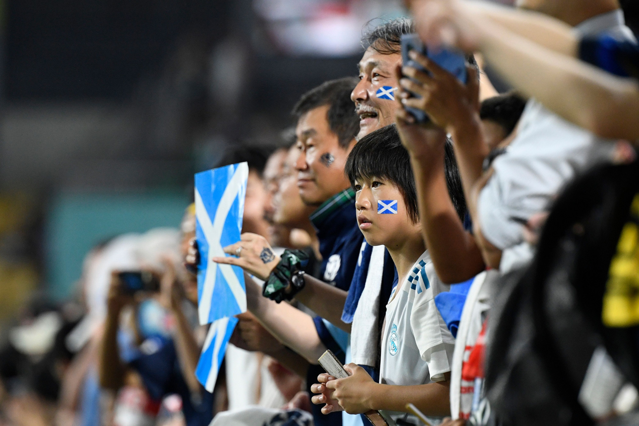 Fans supporting Scotland during their Rugby World Cup clash with Samoa ©Getty Images