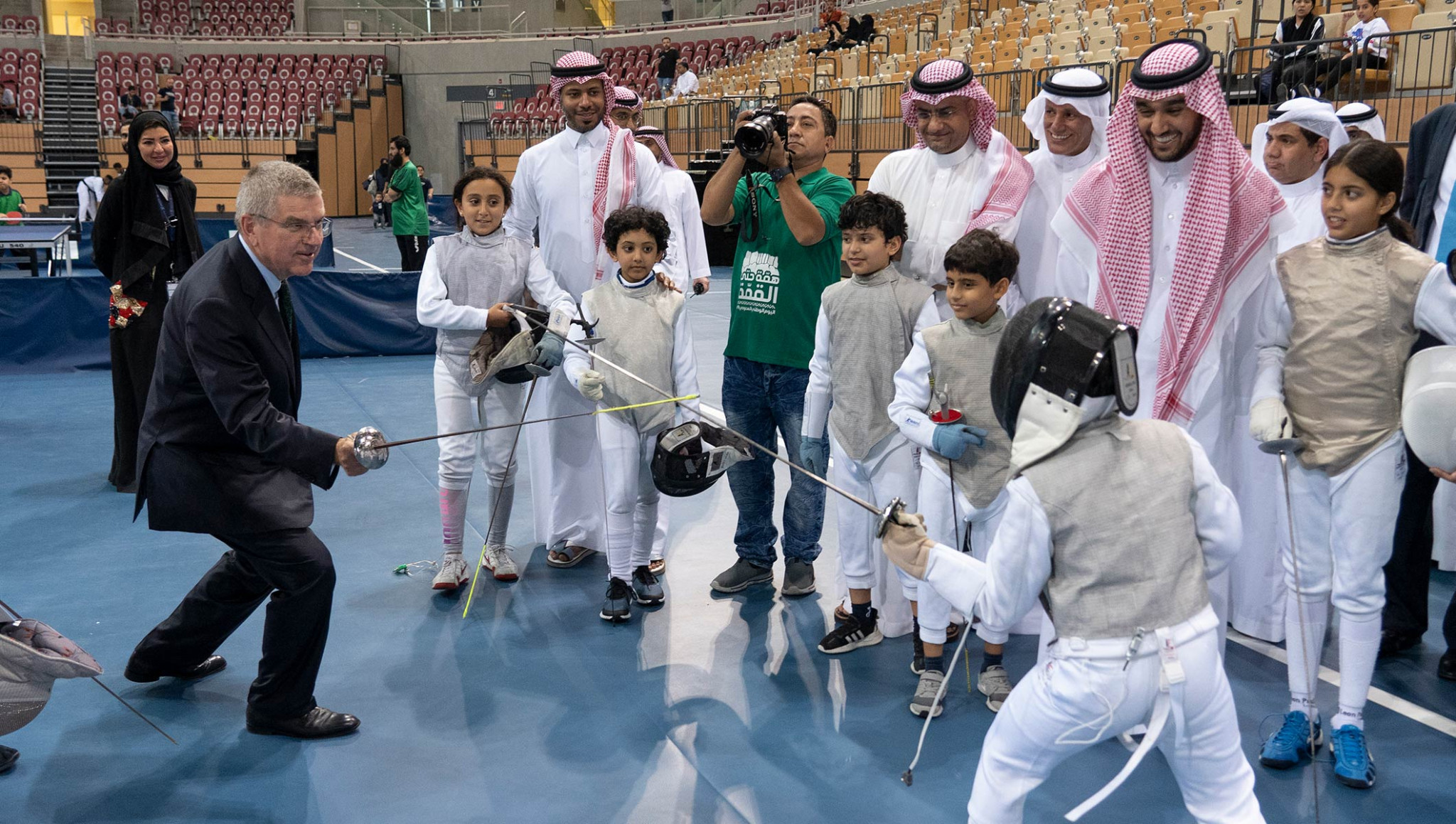 IOC President Thomas Bach took part in sport demonstrations during a visit to the Saudi Arabian Olympic Committee in Jeddah ©IOC