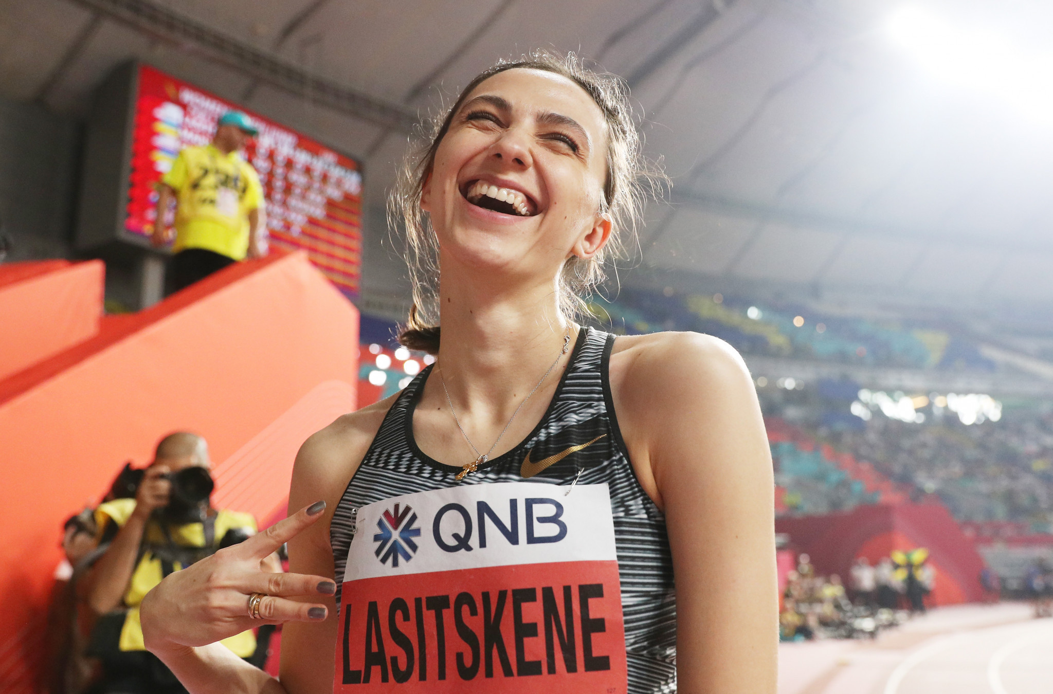 Russia's Mariya Lasitskene, competing under the 