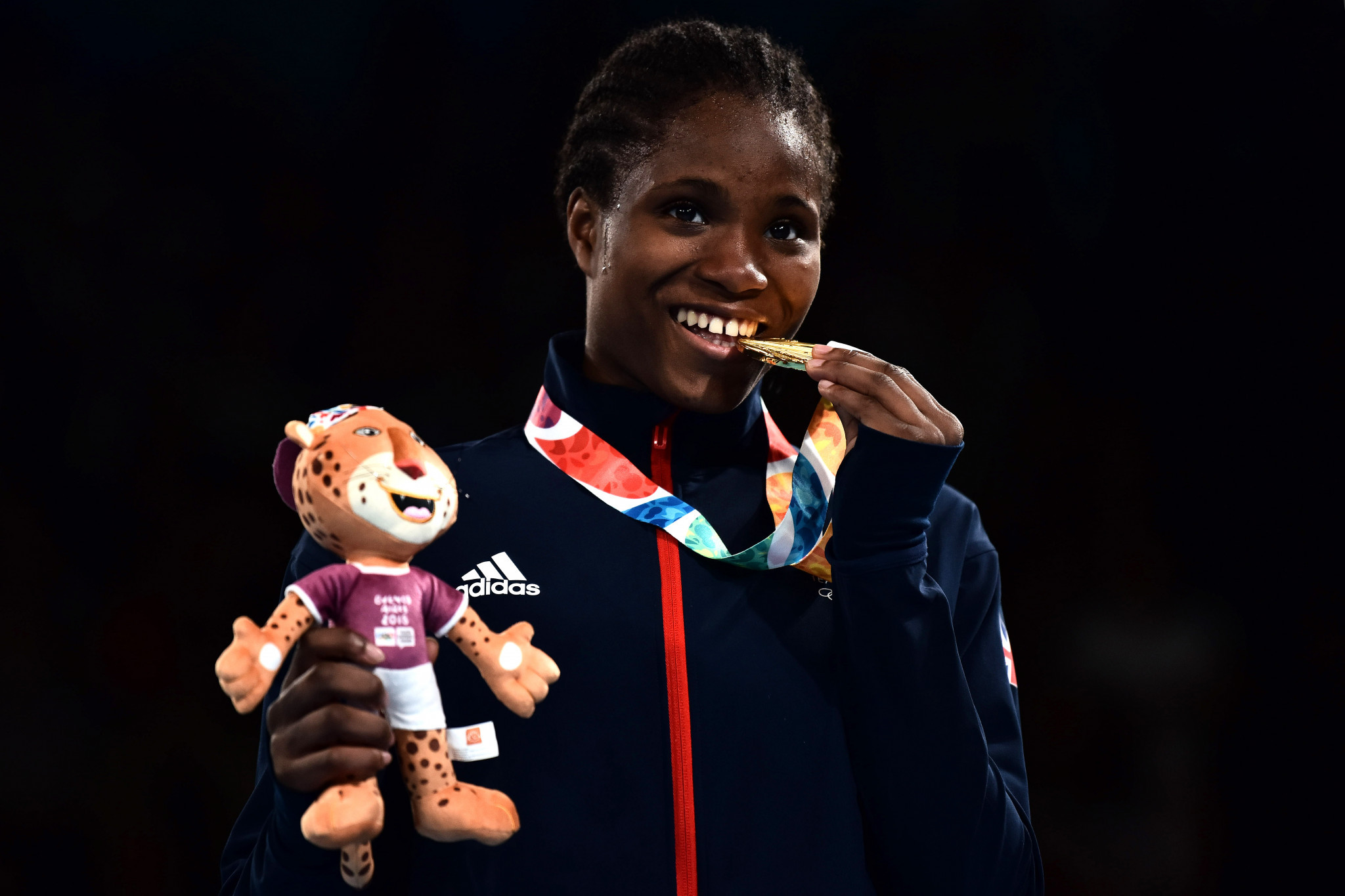 Caroline Dubois celebrates Youth Olympic gold in Buenos Aires last year ©Getty Images