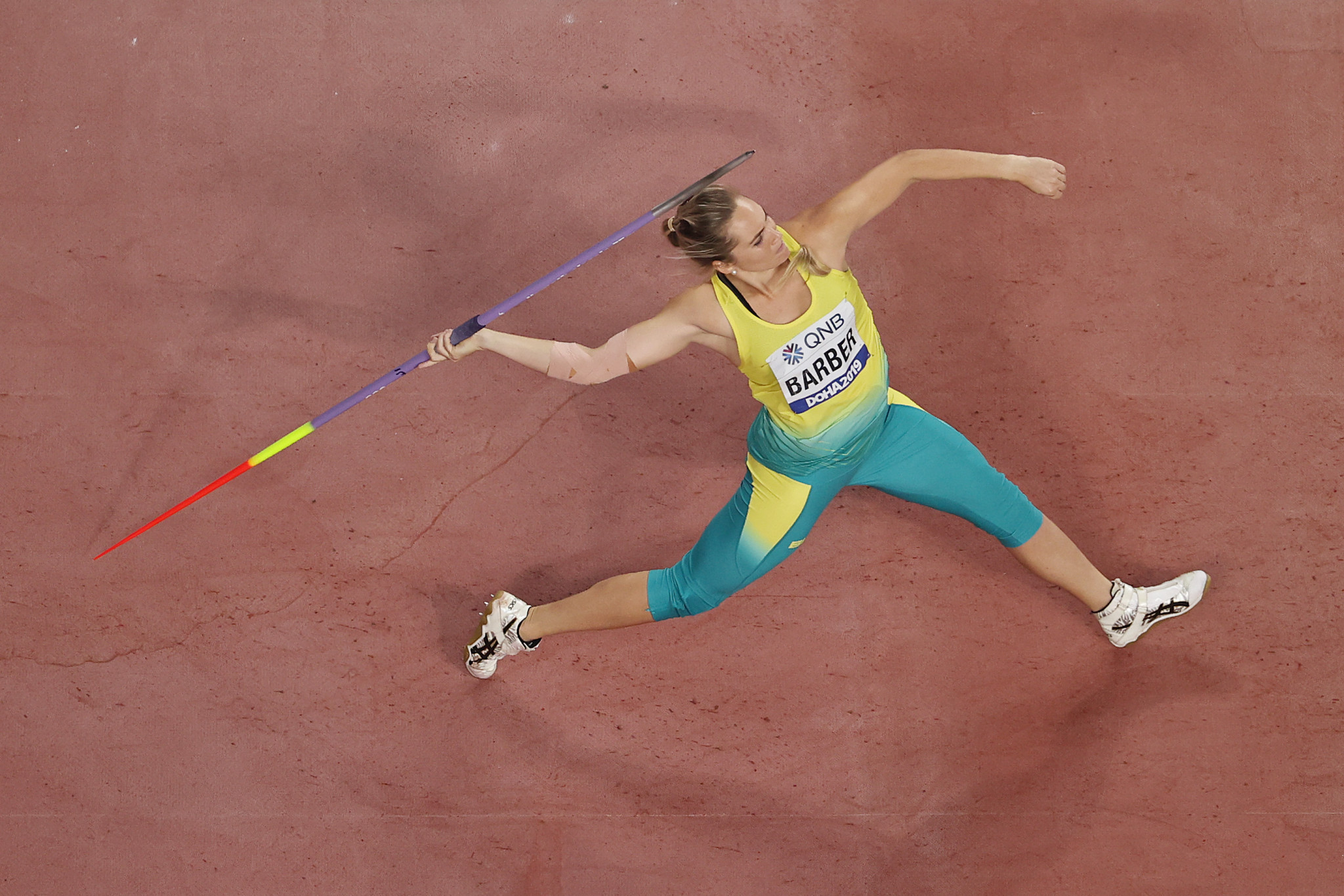 Kelsey-Lee Barber of Australia was a surprise winner of the women's javelin ©Getty Images
