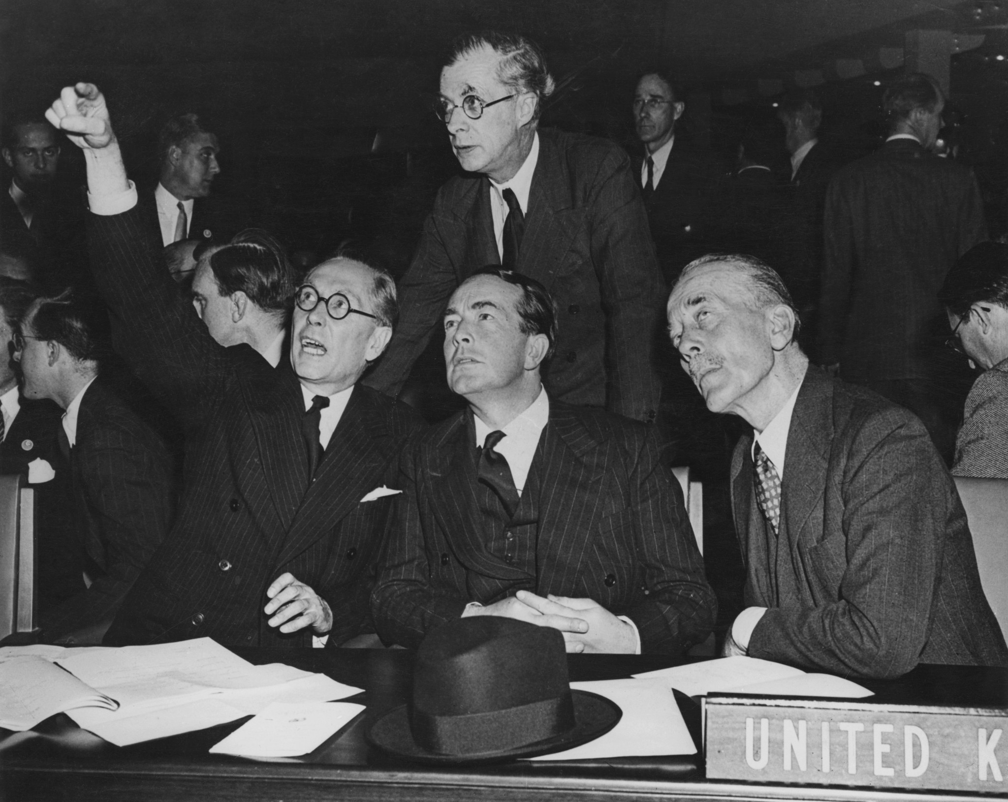Philip Noel-Baker, left, at the United Nations General Assembly in New York City in 1946 ©Getty Images
