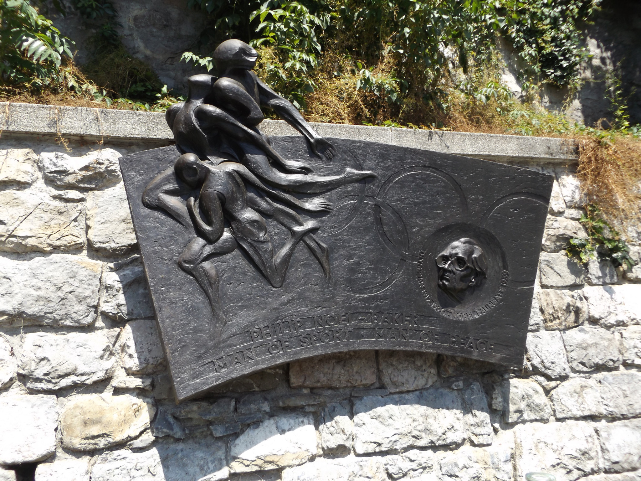 A plaque dedicated to Philip Noel-Baker in Olympic capital Lausanne ©ITG