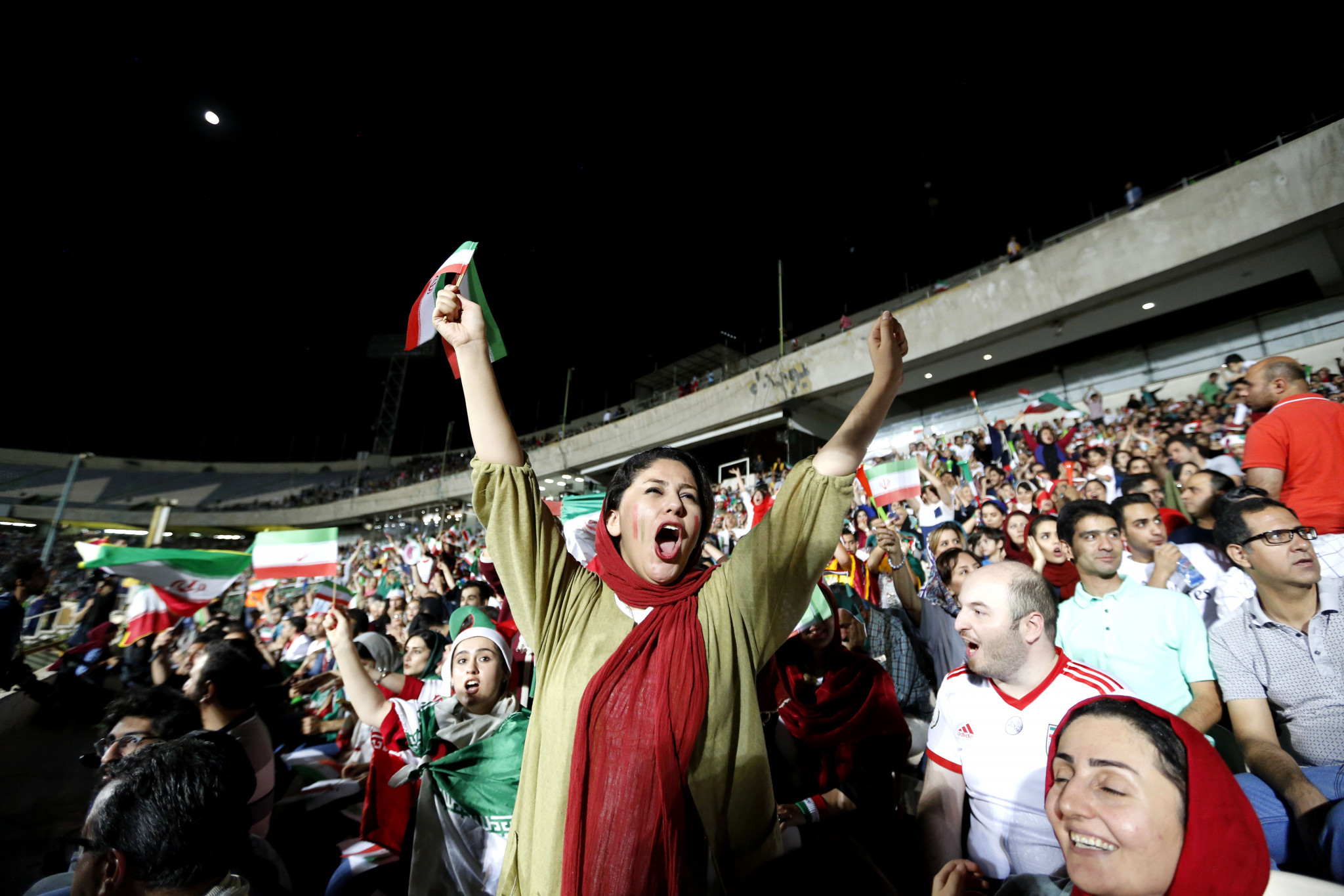 Iranian women were allowed into screenings of Iran's matches at the 2018 FIFA World Cup ©Getty Images