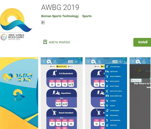 The new app for the ANOC World Beach Games is available on Google and Apple ©Google Play