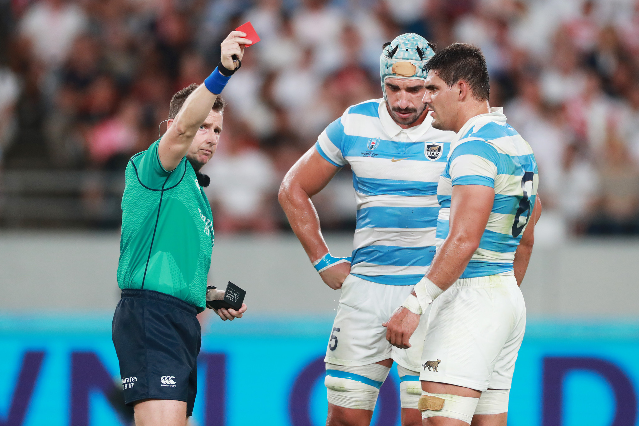 Argentina were in deep trouble once Tomas Lavanini, centre, was sent off ©Getty Images