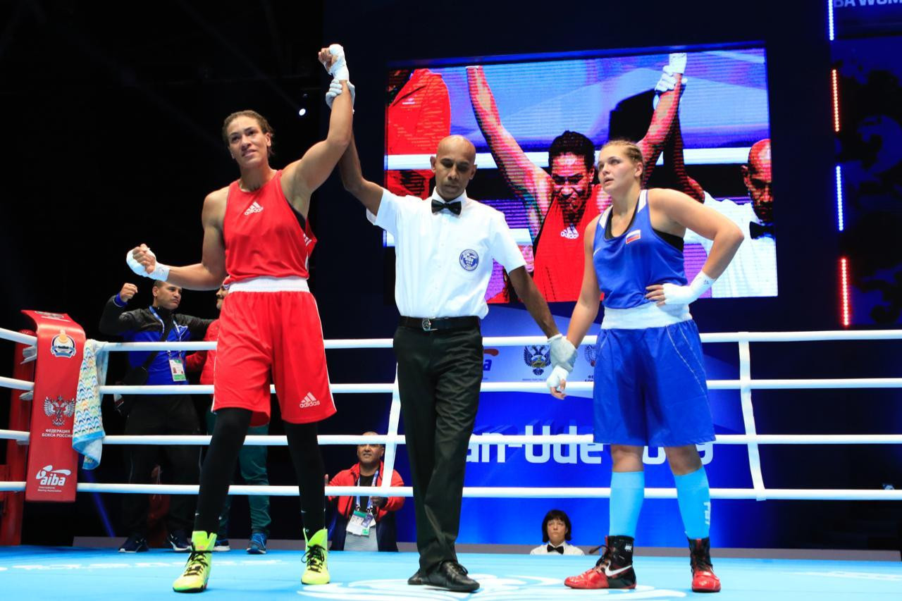 Galina Golovchenko was the first Russian boxer to lose, however, 3-2 to Khadija Mardi of Morocco ©AIBA