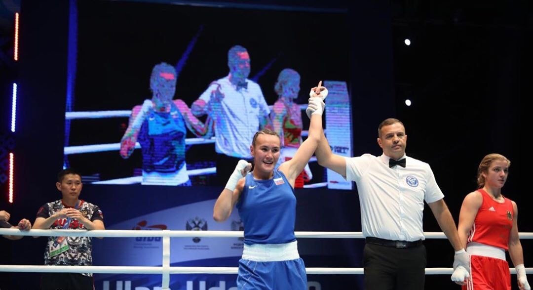 There was joy for the hosts as Liudmila Vorontsova recorded a unanimous victory against Ramona Graeff of Germany ©AIBA