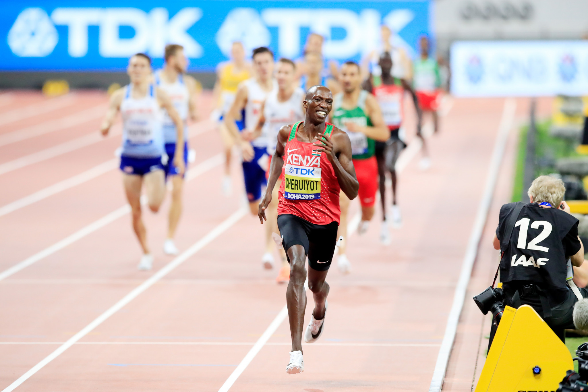 Timothy Cheruiyot of Kenya destroyed the rest of the field to win the men's 1,500m with an outstanding display of front-running ©Getty Images