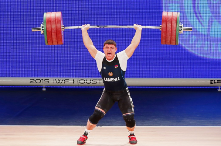 Armenia's Andranik Karapetyan came third in the men's 77kg snatch, but missed out on the overall podium on a body weight tiebreaker ©Getty Images