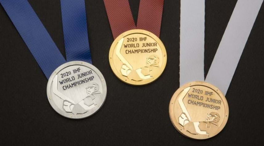 The 2020 International Ice Hockey Federation World Junior Championship medals have been designed around Ostrava and Třinec's industrial roots ©IIHF