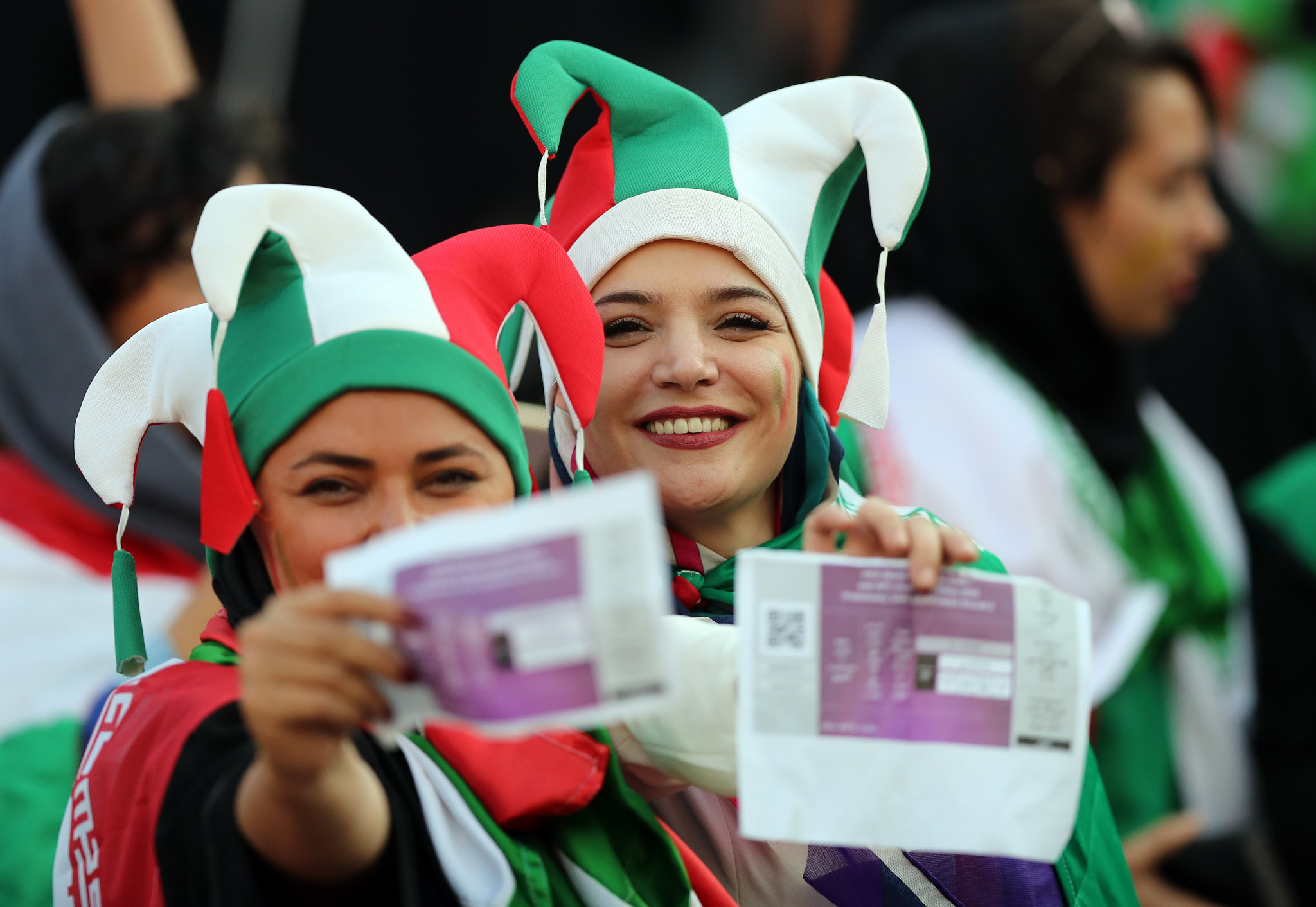 Around 4,600 women were allowed to watch the FIFA 2022 World Cup qualifying match between Iran and Cambodia in Tehran, marking a break in a 40-year-ban ©Getty Images