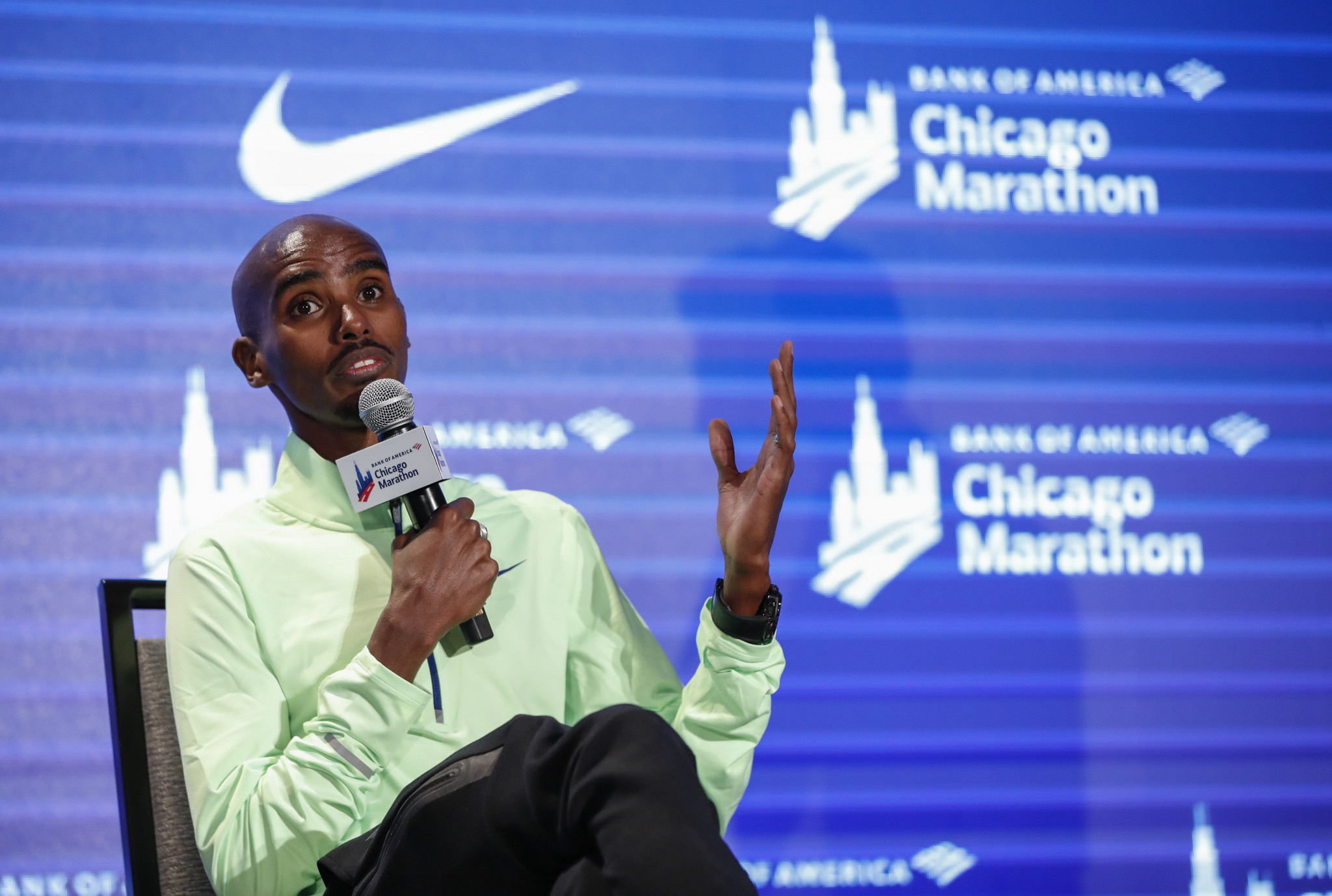Defending champion Mo Farah speaks on the eve of the Chicago Marathon ©Getty Images