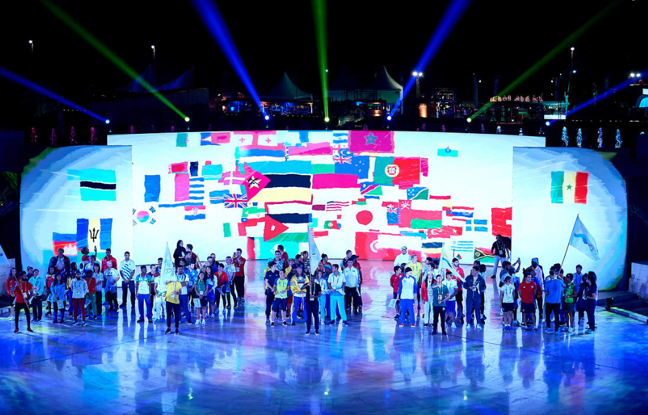 Athlete representatives take to the stage at the Opening Ceremony ©ANOC
