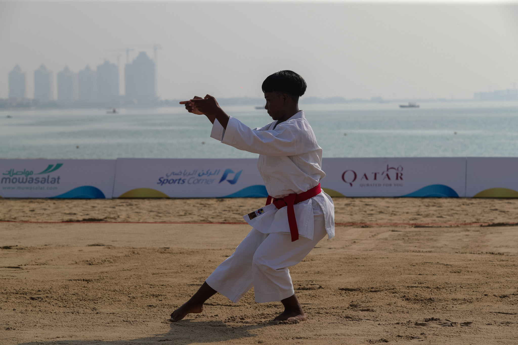 Preliminary action took place today in the  kata karate at the ANOC World Beach Games before the medals are awarded tomorrow with Spain's Damian Quintero and Sandra Sanchez favourites ©ANOC World Beach Games