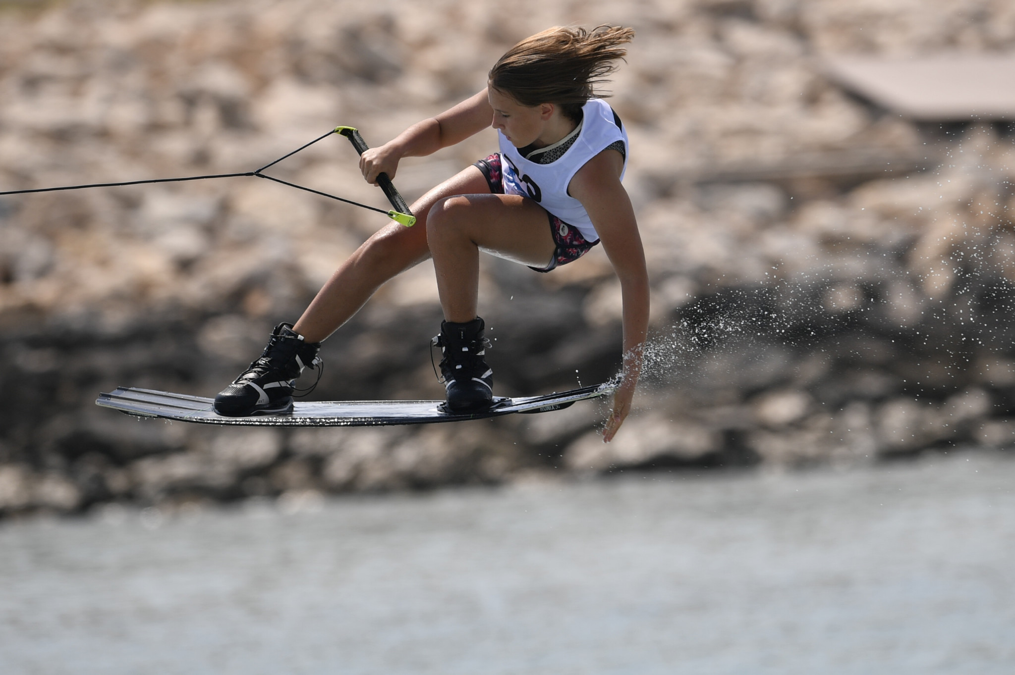 Wakeboarding competition began at the Leqtaifiya Lagoon ©ANOC World Beach Games