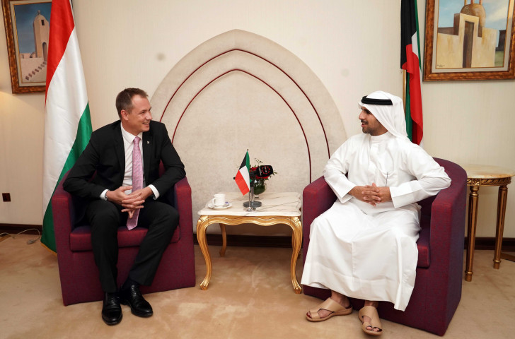 Krisztian Kulcsar, left, and Sheikh Fahad, respective Presidents of the Hungarian and Kuwait National Olympic Committees ©HOC