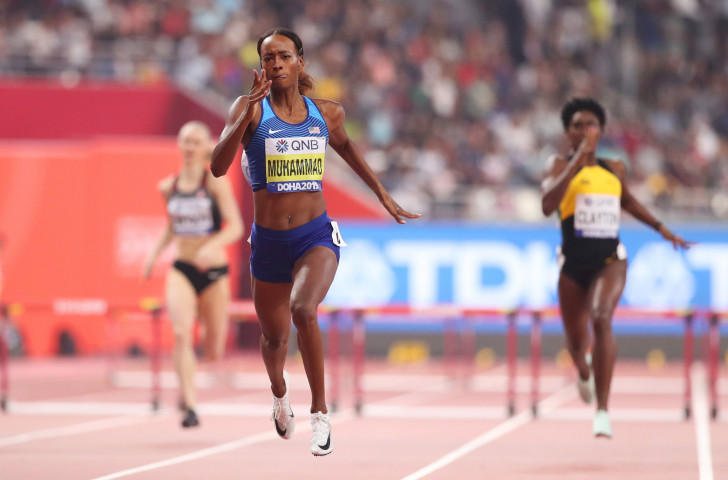 Dalilah Muhammad, of the United States, broke her own world record to win the world 400m hurdles title in Doha ©Getty Images