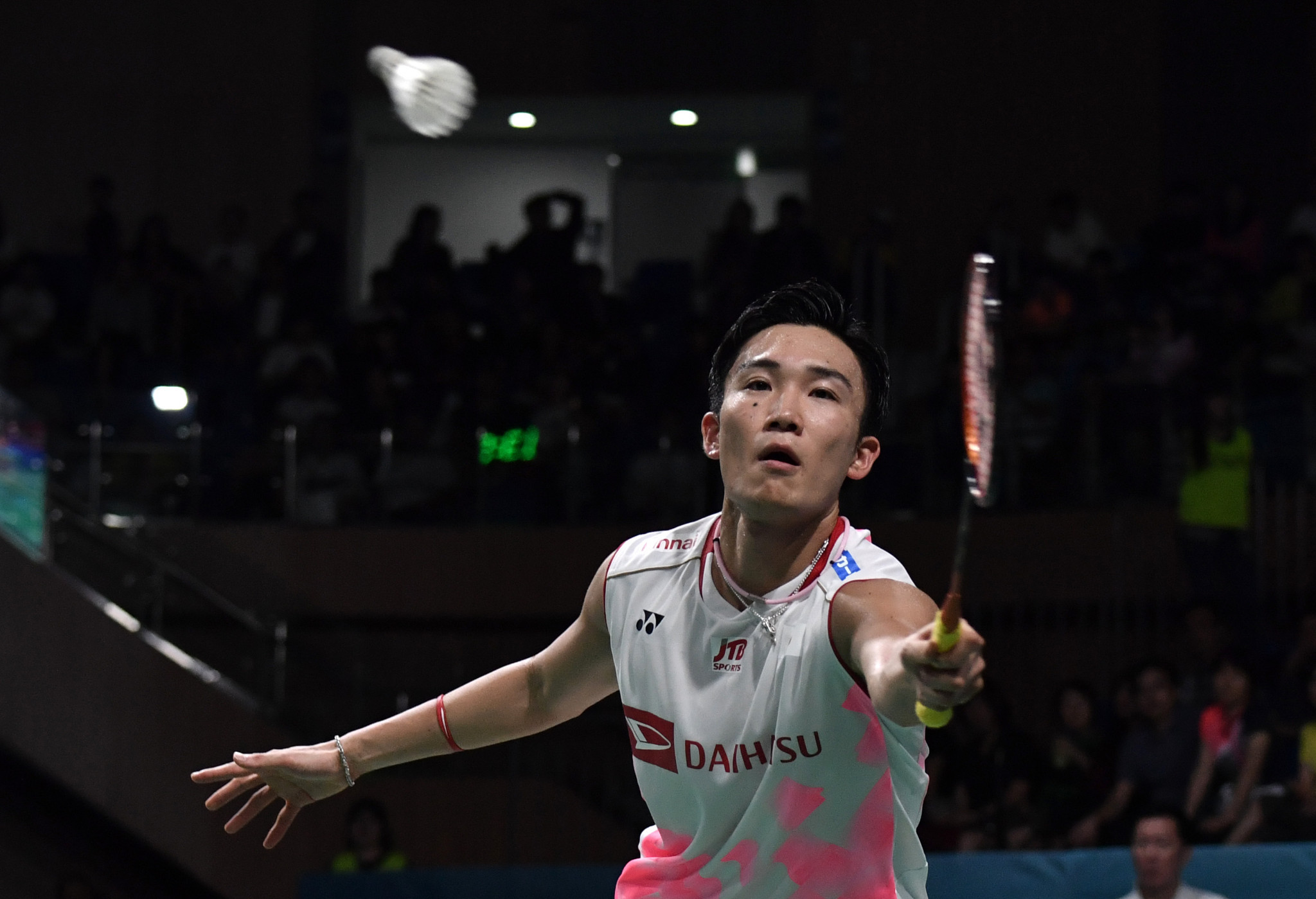 Top seed Kento Momota of Japan is through to the second round of the men's singles event ©Getty Images