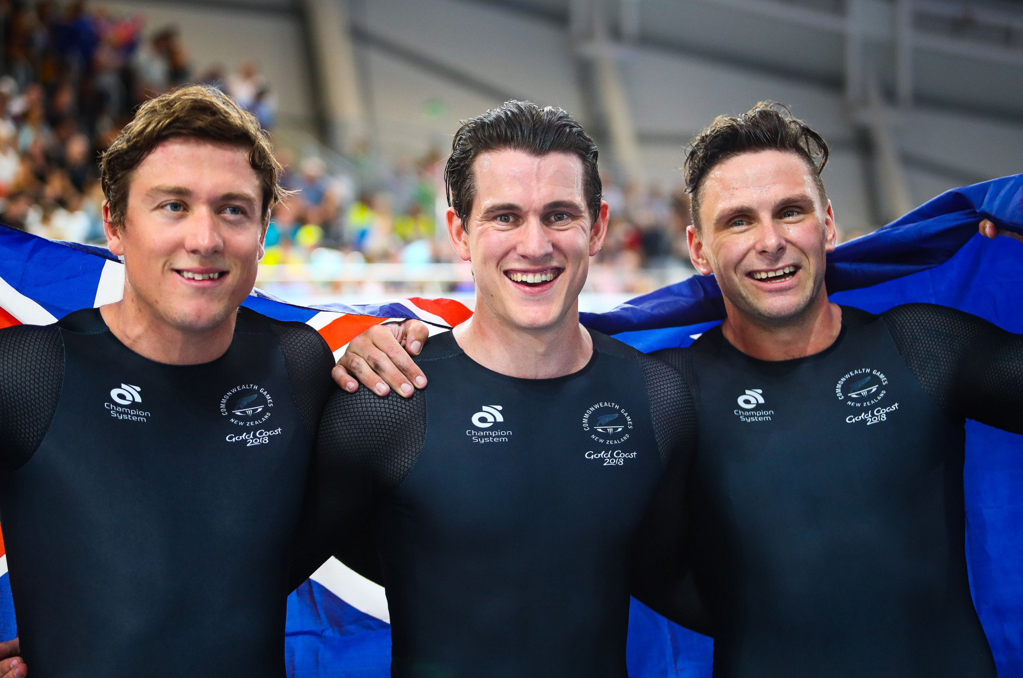 From left, Ethan Mitchell, Sam Webster and Eddie Dawkins were among New Zealand's home winners ©Getty Images