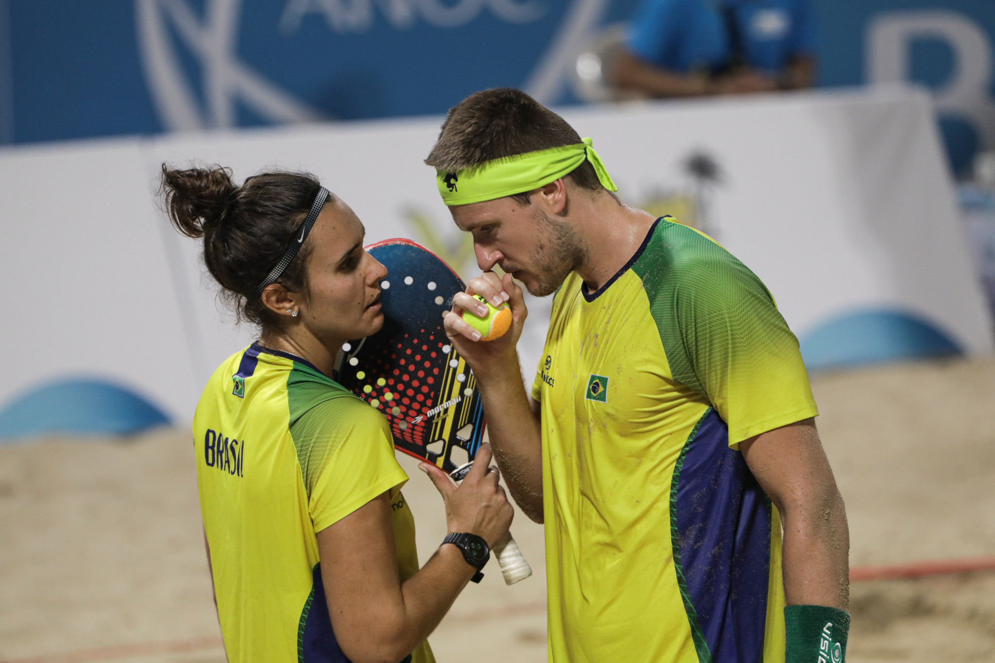 Andre Baran and Rafaella Miller won the mixed doubles beach tennis for Brazil ©ANOC