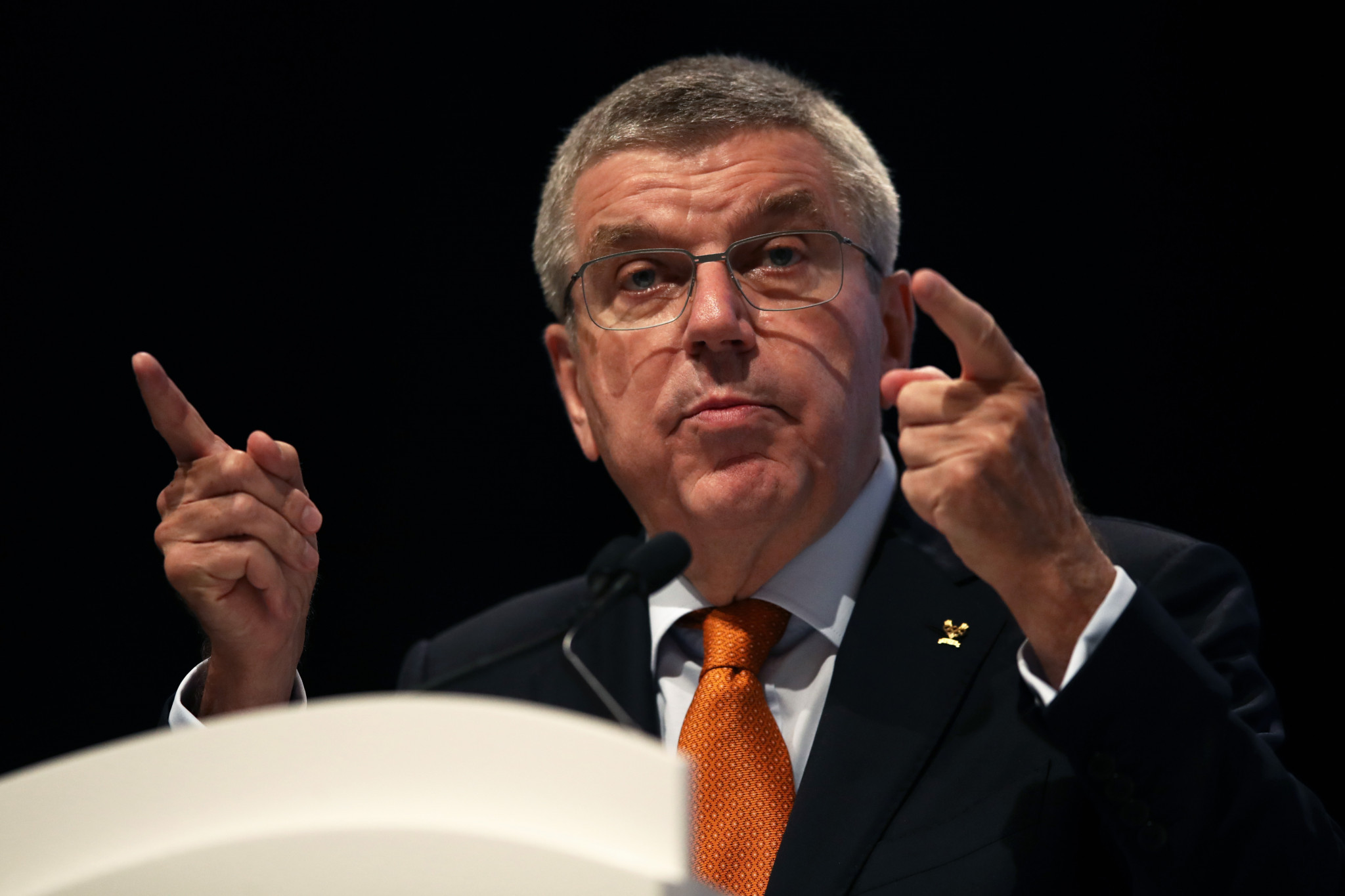 International Olympic Committee President Thomas Bach delivered a speech ©Getty Images