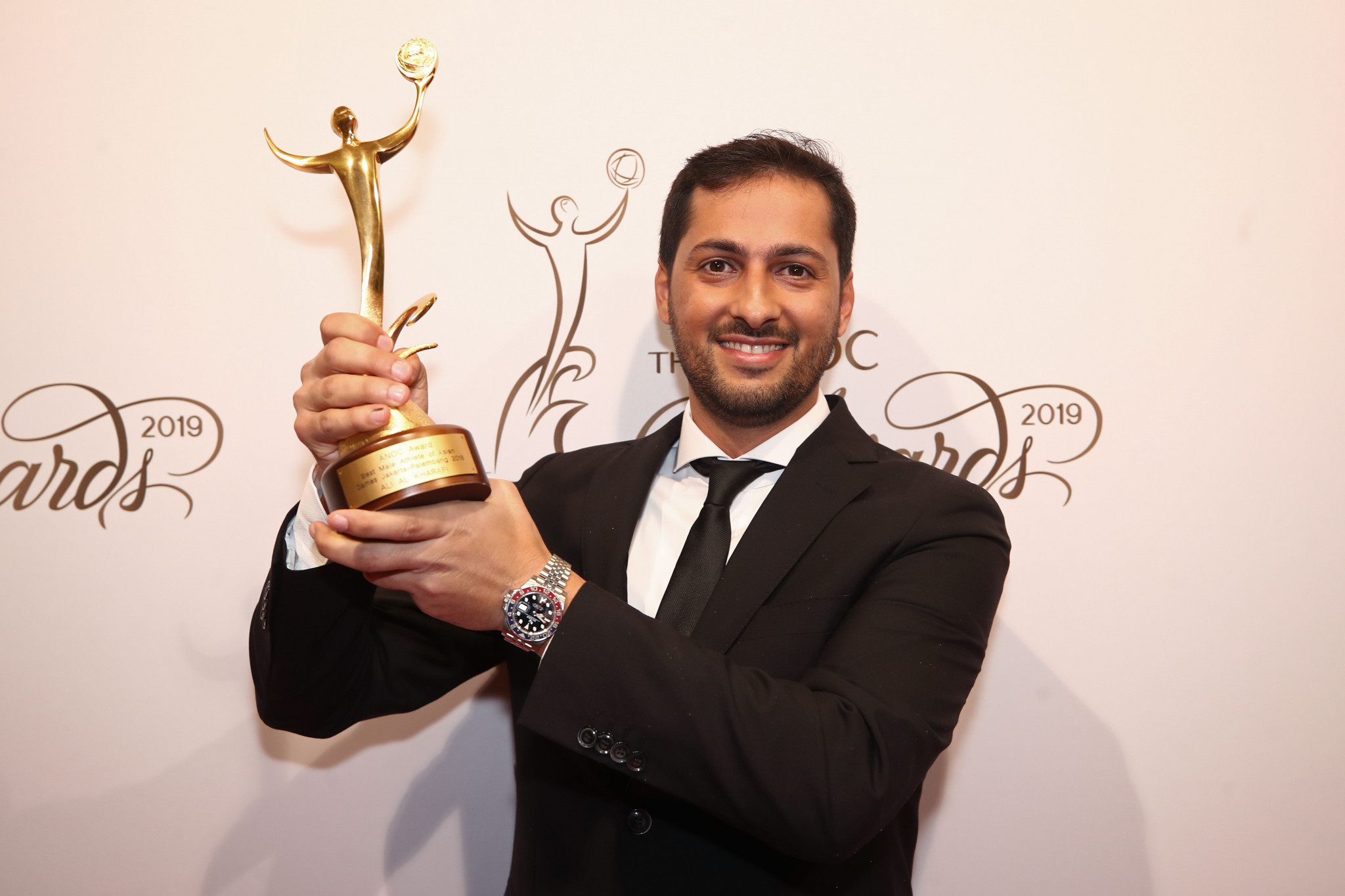 Kuwait's Ali Al-Khorafi dedicated his best male athlete of the Asian Games award to Sheikh Ahmed Al-Fahad Al-Sabah ©ANOC