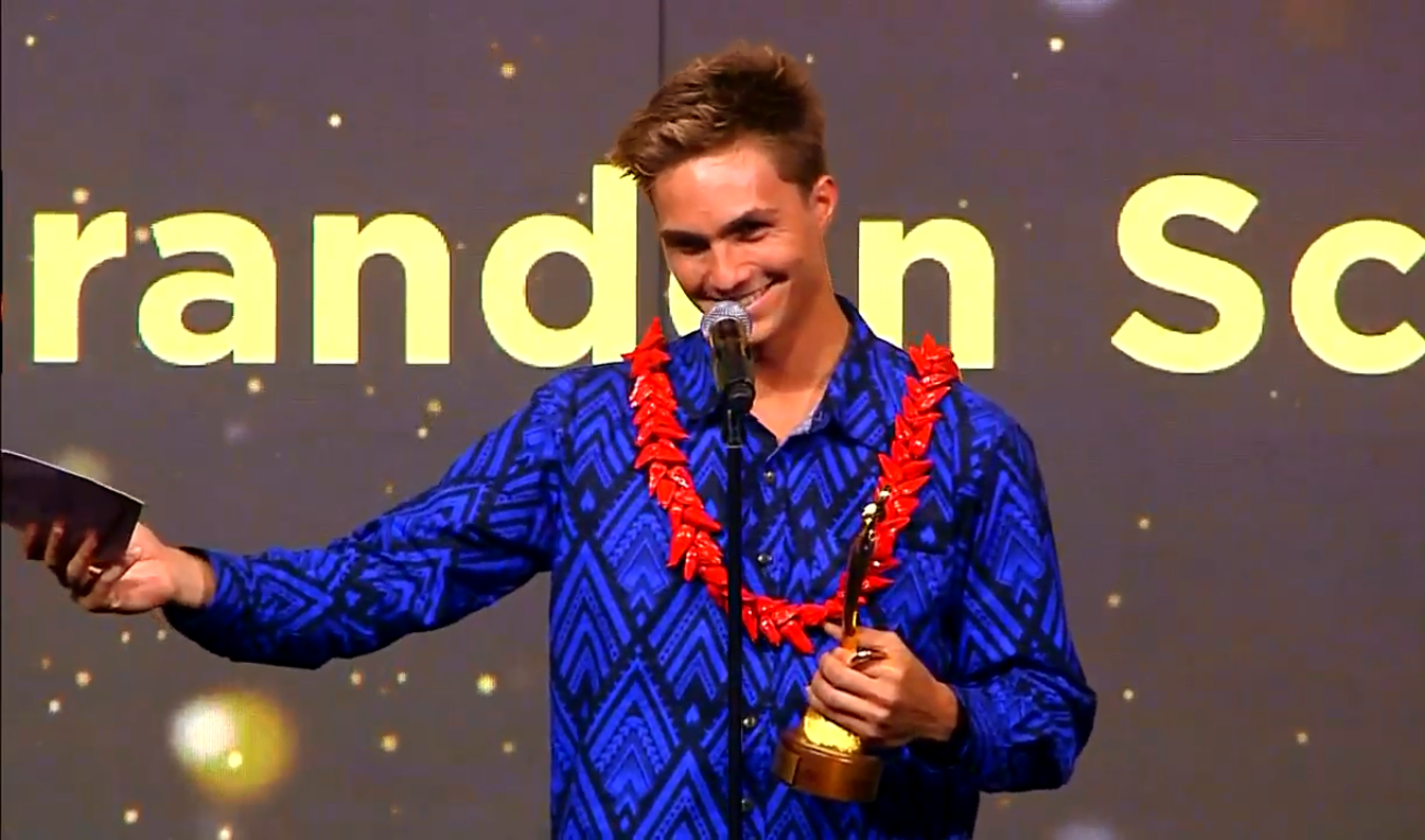 Brandon Schuster was honoured after starring at his home Pacific Games in Samoa ©YouTube