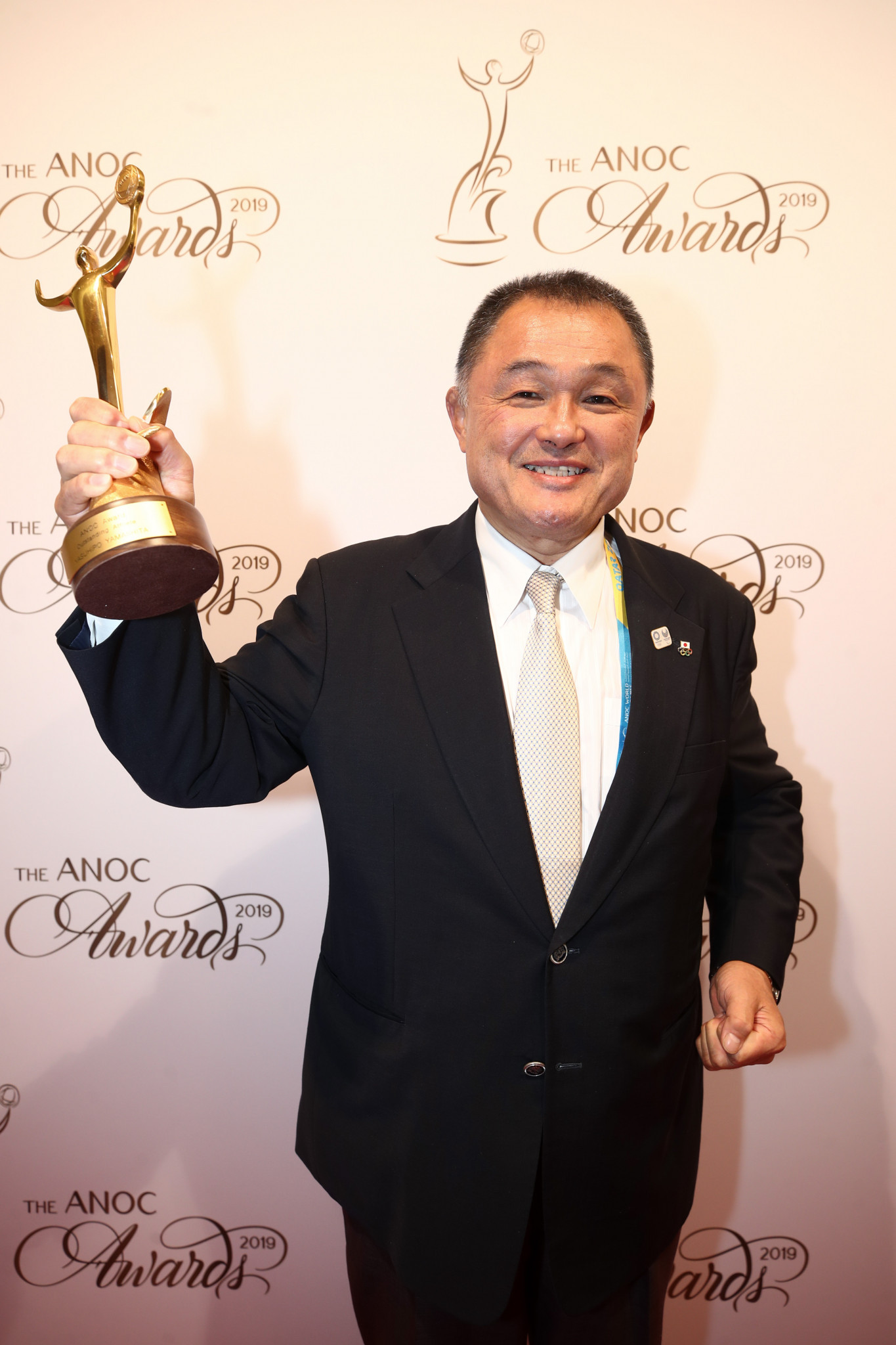 Japan's Olympic Committee President Yasuhiro Yamashita, the 1984 Olympic open weight judo champion and five-times world champion, received - eventually - the ANOC Outstanding Athlete award in Doha ©ANOC