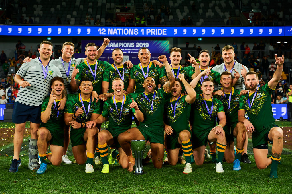 The victorious Australian rugby league 9s squad ©Getty Images