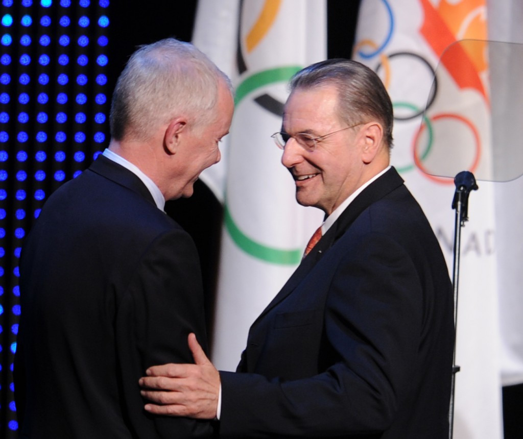 Vancouver 2010 chief executive John Furlong (left) pictures with former IOC President Jacques Rogge in 2010 ©Getty Images