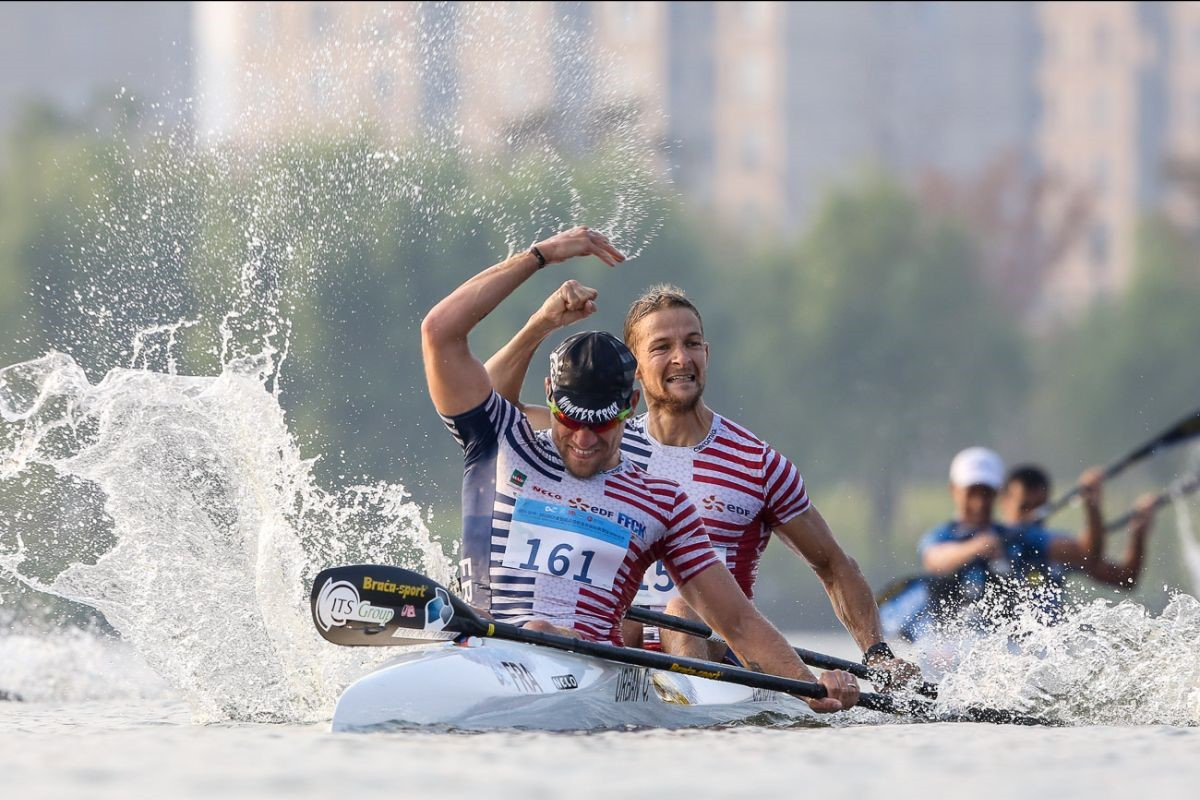 Jeremy Candy and Quentin Urban of France earned their country's first men's C2 world gold medal ©ICF