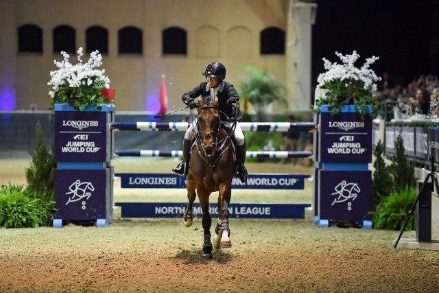Ashlee Bond of Israel and Donatello secured victory with a double-clear round in Del Mar in California ©FEI