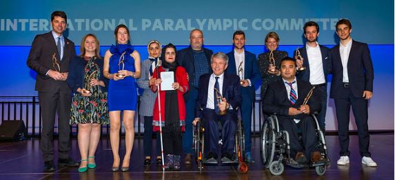 The winners line up at tonight's 2019 Paralympic Sport and Media Awards in Bonn ©IPC