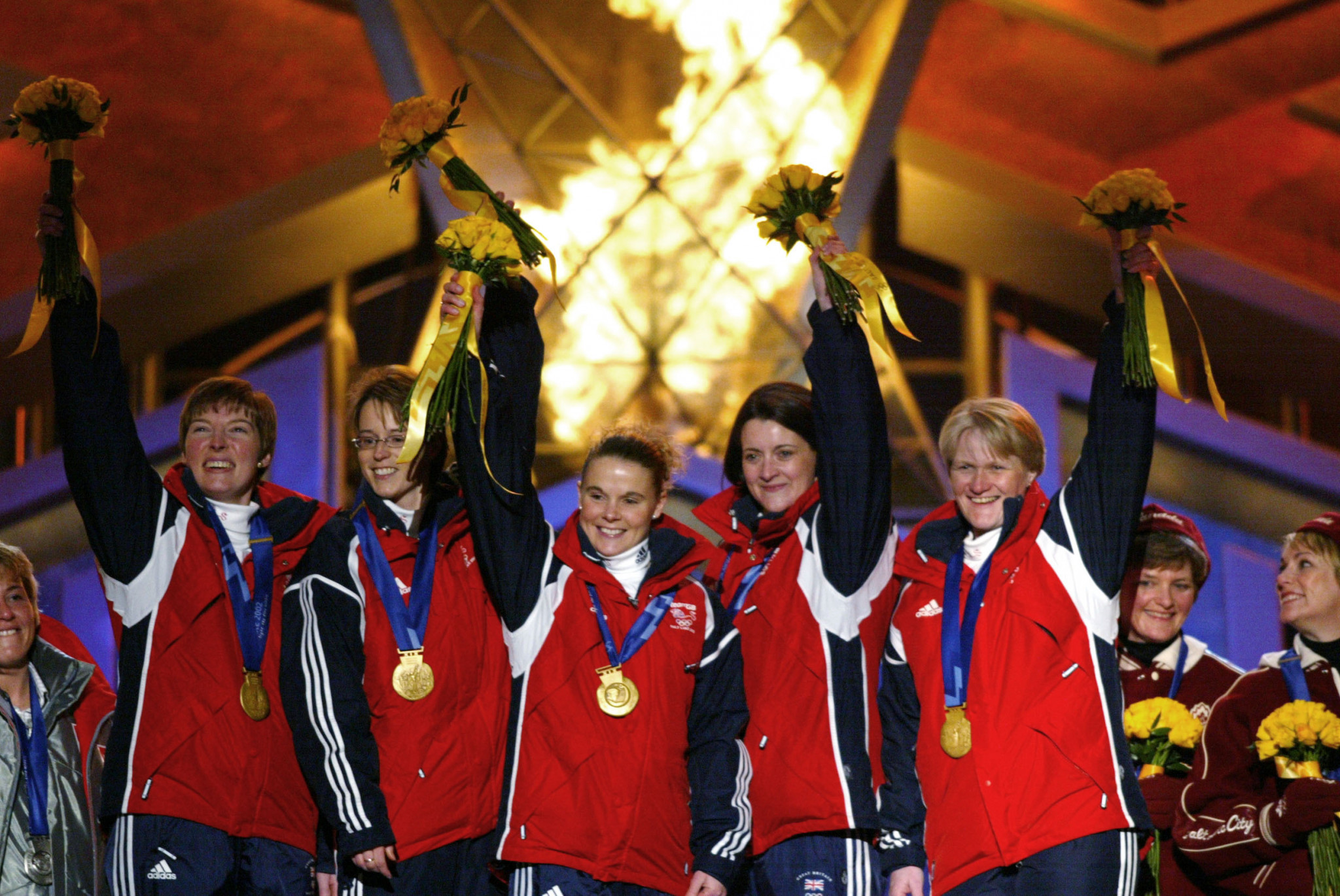 Rhona Martin, far right, has given up hope of seeing her Olympic gold medal from Salt Lake City 2002 again after it was stolen in 2014 ©Getty Images