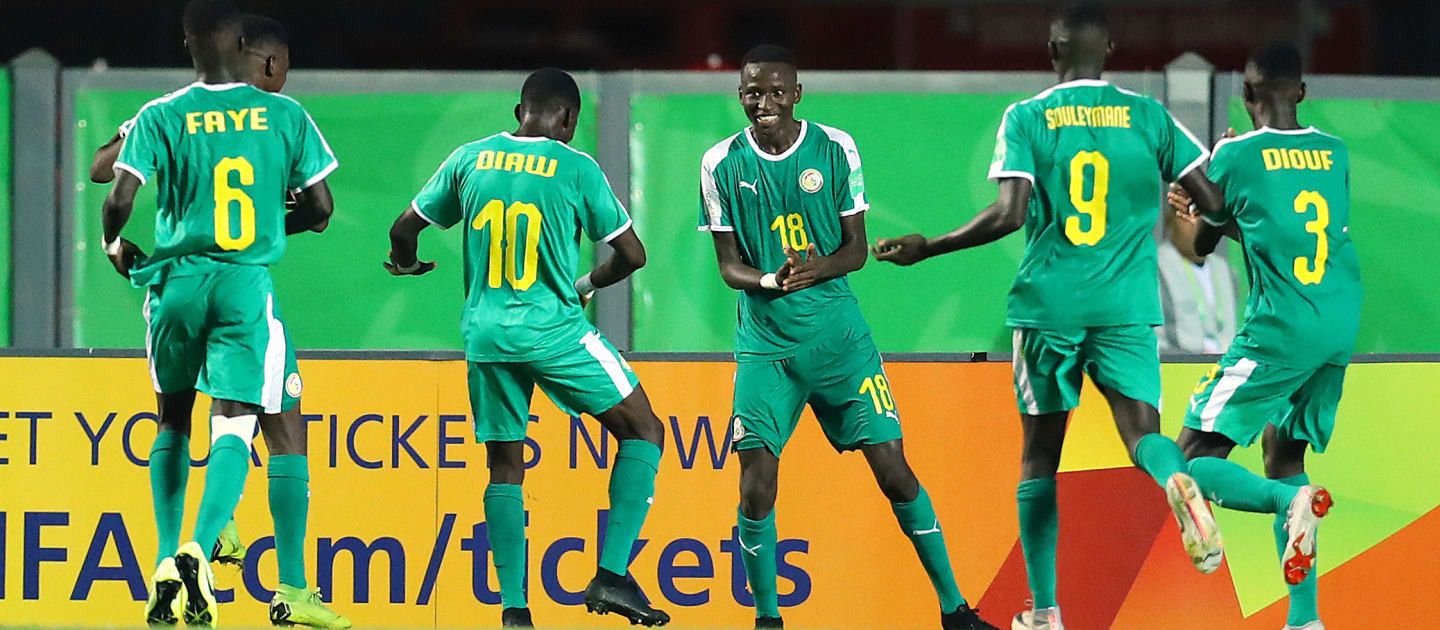 Senegal celebrate a famous victory over the United States on their FIFA Under-17 World Cup debut ©Getty Images