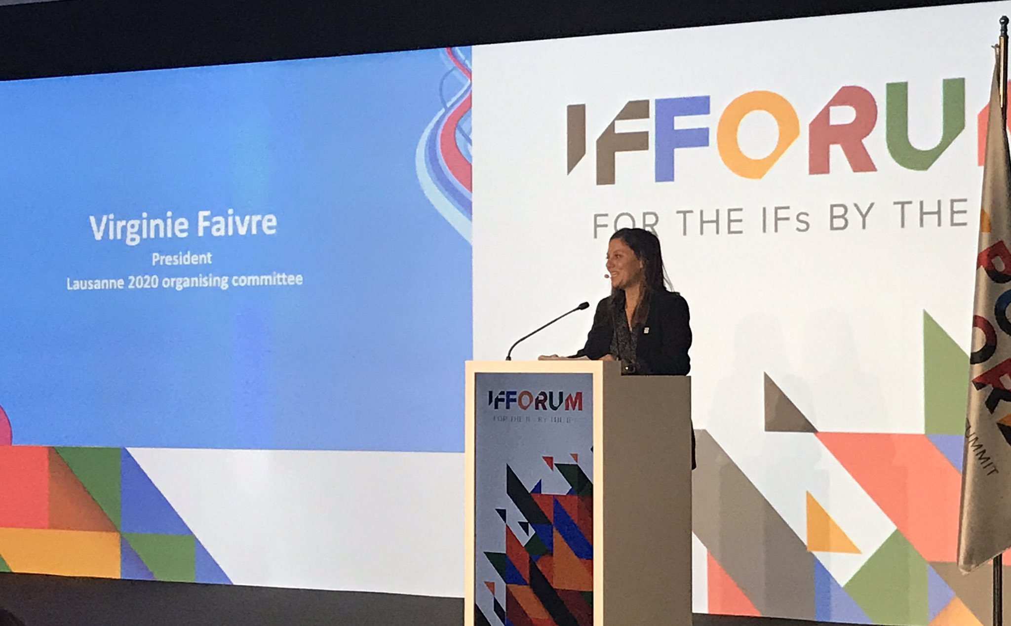 Virginie Faivre, President of next year's Winter Youth Olympic Games in Lausanne, was among the other leading speakers on the opening day of the IF Forum ©Twitter