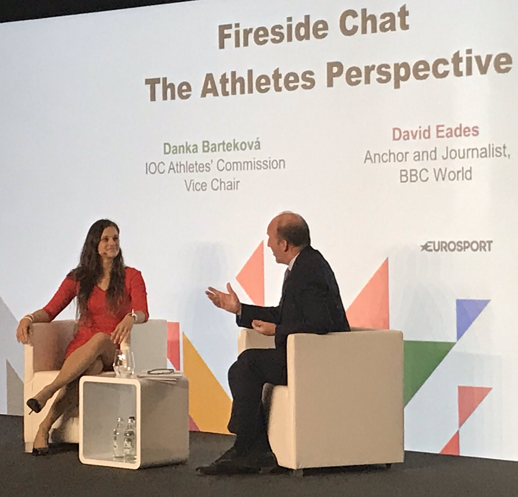 IOC Athletes' Commission and Olympic shooting bronze medallist Danka Barteková took part in a fireside chat with BBC presenter David Eades ©Twitter