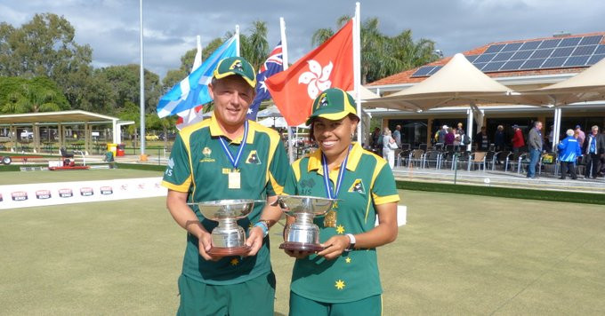 Lee Schraner and Kylie Whitehead secured a double triumph for hosts Australia at the World Singles Champion of Champions in Adelaide ©Bowls Australia/Twitter