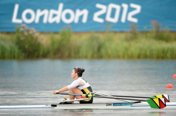 Micheen Thornycroft competing for Zimbabwe in the women's single sculls at the London 2012 Olympics  ©Getty Images