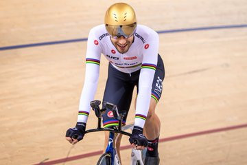 Ganna broke the individual pursuit world record at the UCI Track Cycling World Cup in Minsk ©UCI