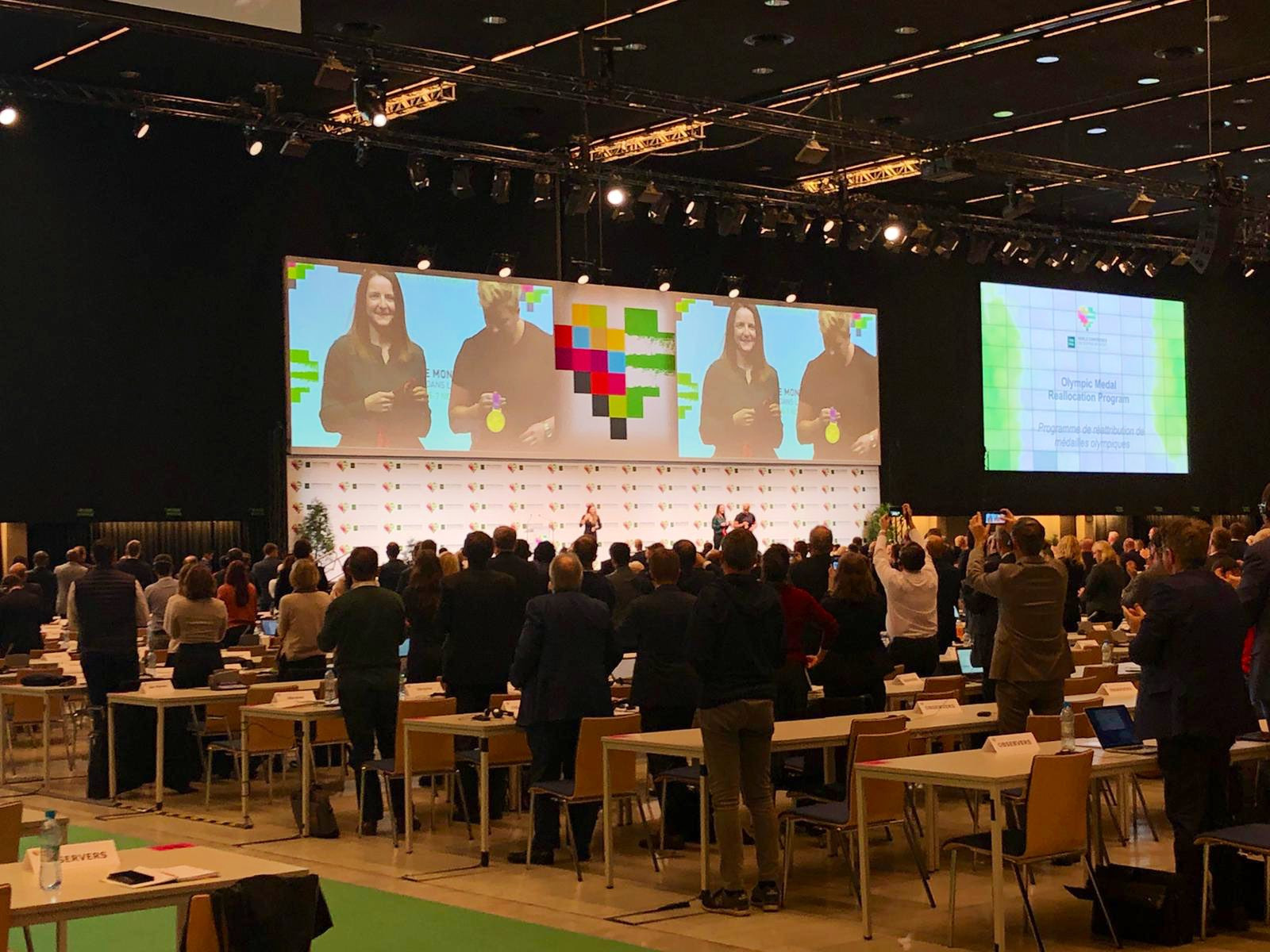 At the end, Sayers and Wlodarczyk received a standing ovation from delegates the World Conference on Doping in Sport ©Twitter