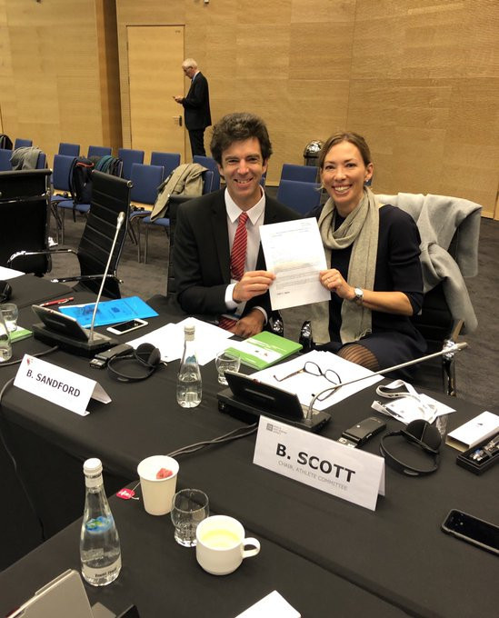 Canada's Beckie Scott is to be replaced as chair of the WADA Athlete Committee by New Zealand skeleton rider Ben Sandford following his election as her successor yesterday ©Twitter