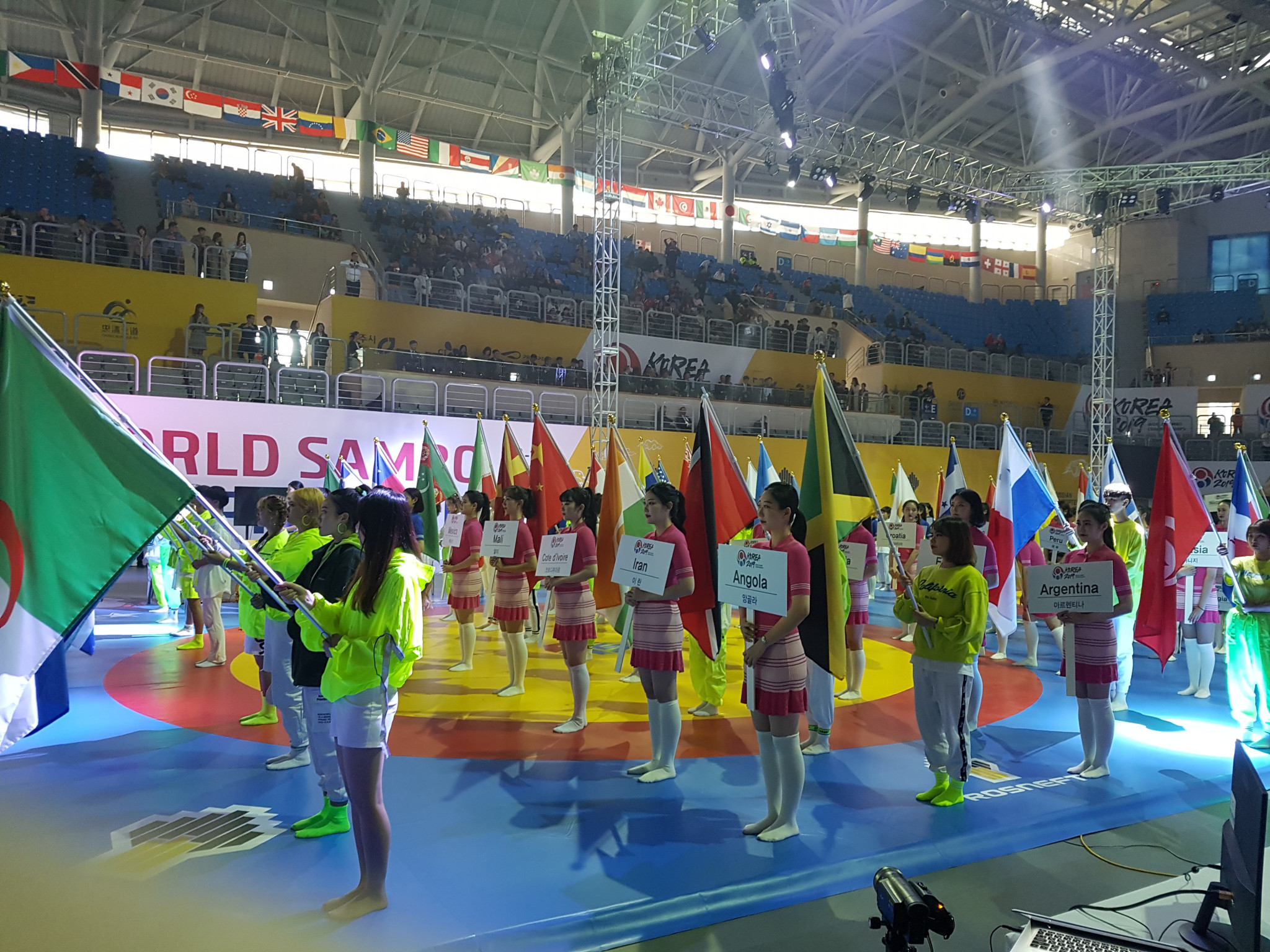 Huge cheers rang around Sukwoo Culture Gym as the flag parade made its way into the arena during the Opening Ceremony ©ITG 