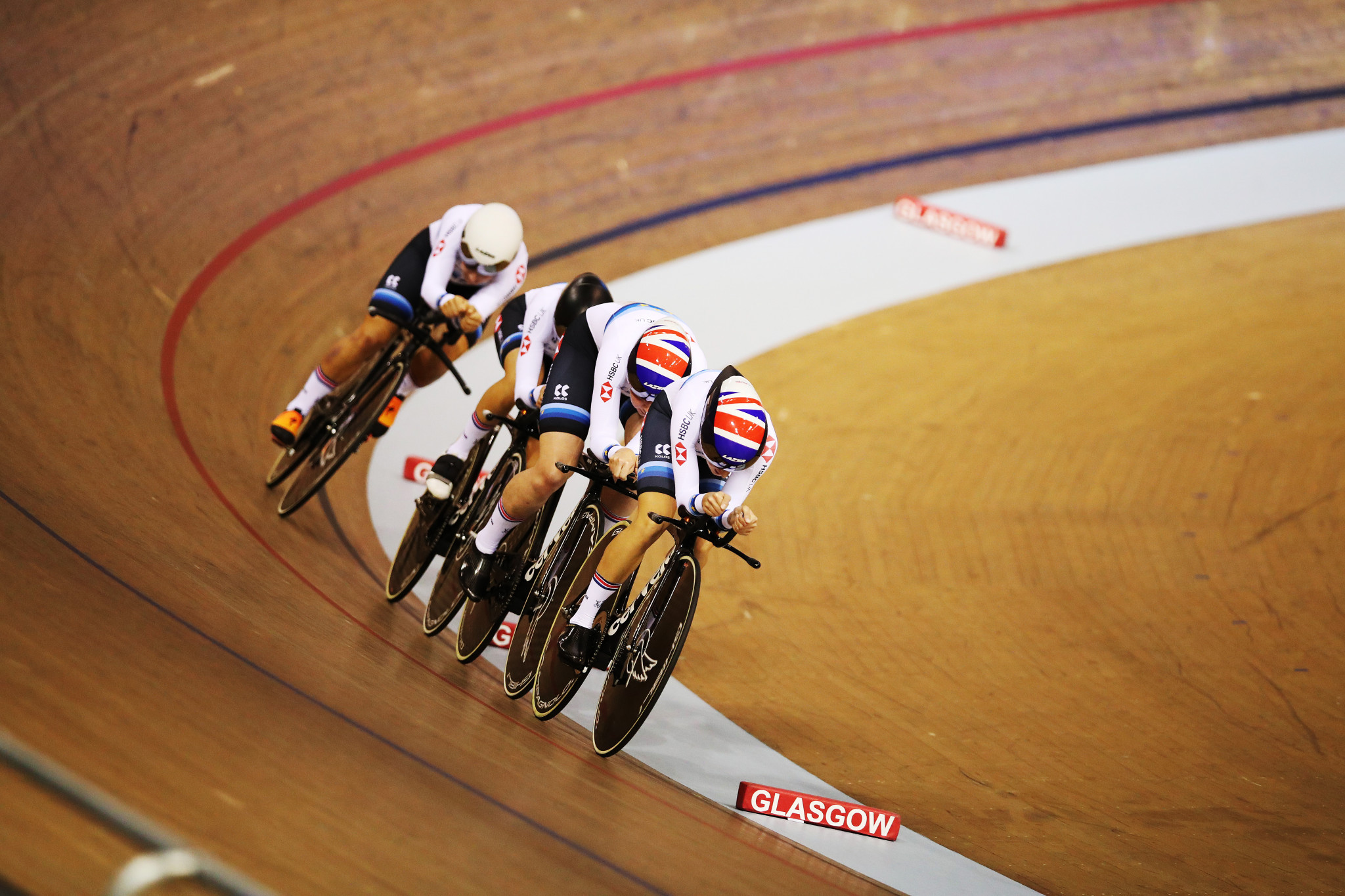 Britain triumph in women's team pursuit at UCI Track World Cup in Glasgow