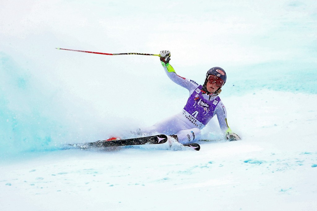 American Mikaela Shiffrin looked on course to win gold before she crashed three gates from the end