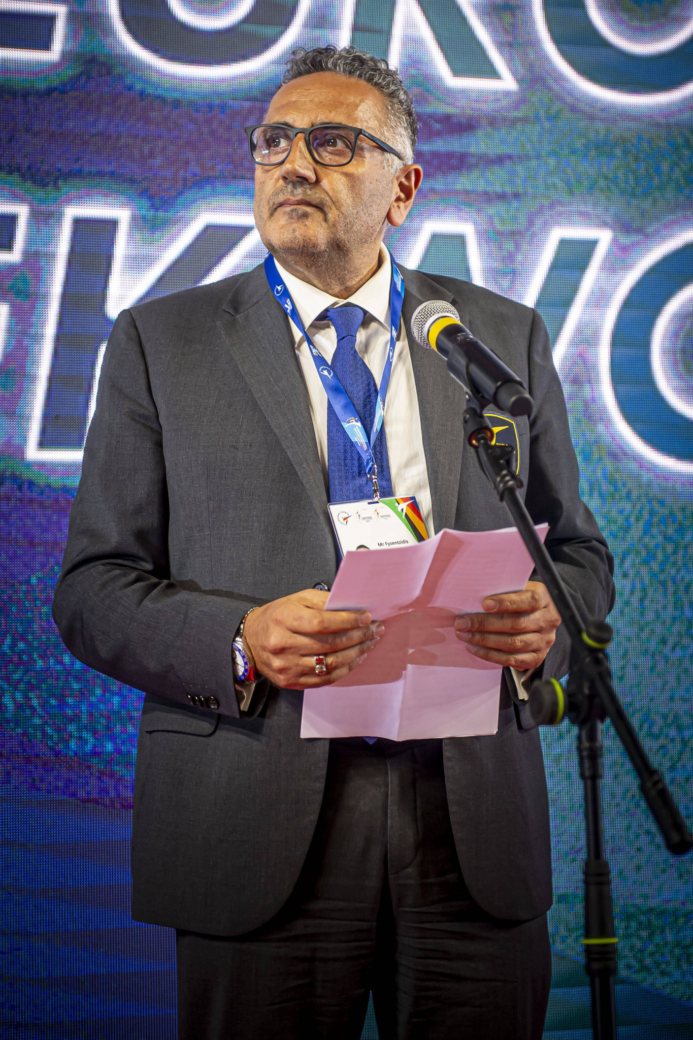 WTE secretary general Michael Fysentzidis has thanked organisers of the 2019 G4 Extra European Taekwondo Championships in Bari for delivering a "prime" event ©WTE