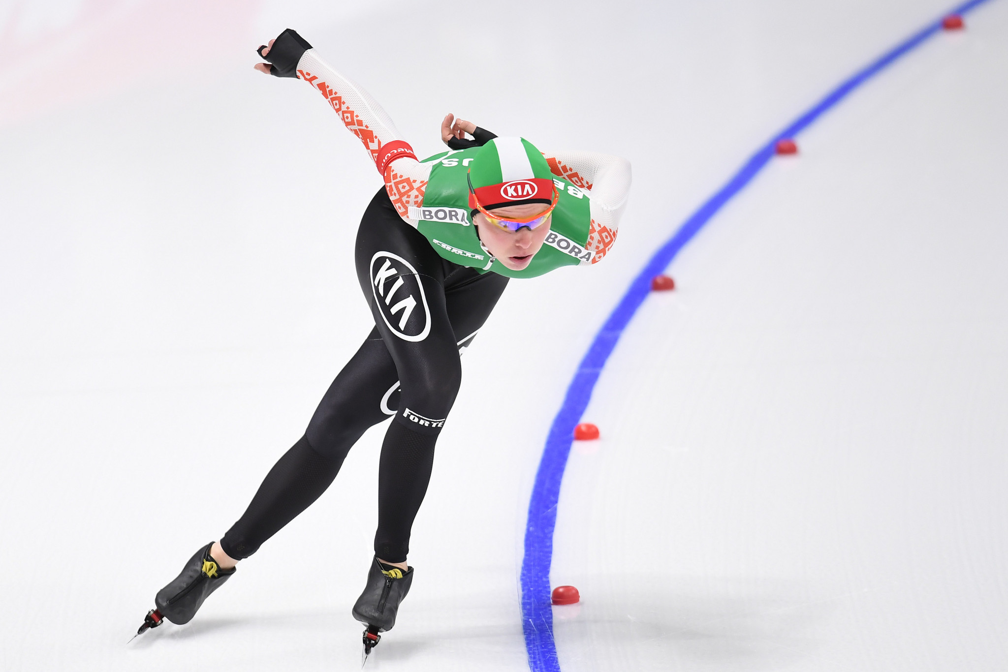Belarus' Marina Zueva will aim to impress in front of a home crowd at the opening ISU Speed Skating World Cup event of the new season in Minsk ©Getty Images